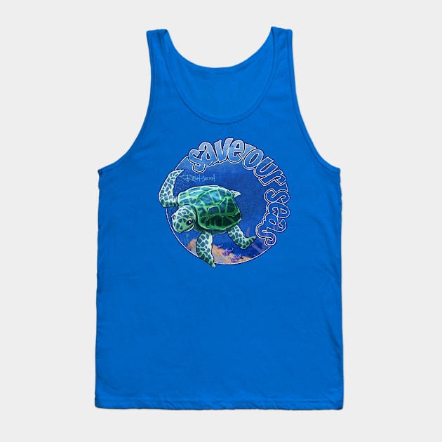 Save Our Seas - Caribbean Sea Turtle Tank Top by reschasketch